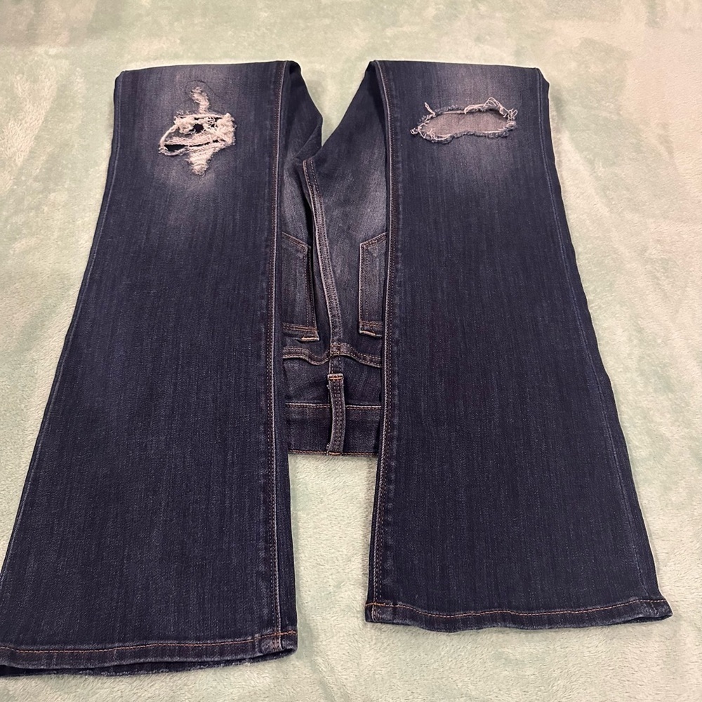 Express Dark Blue Distressed Boot cut Jeans - Picture 5 of 16